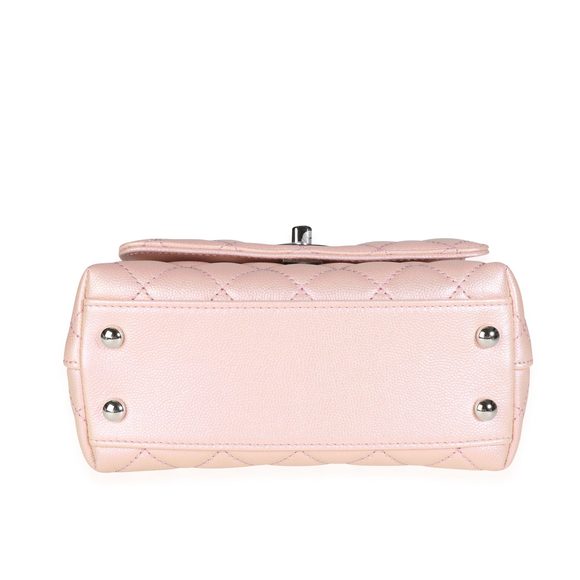 Chanel Iridescent Pink Quilted Caviar Coco Top Handle Extra Mini Flap Bag - Picture 5 of 7